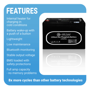 AIMS Power LiFePO4 Lithium Battery with Wake Up, Heater & BT Monitoring 12V 104Ah - Image 6
