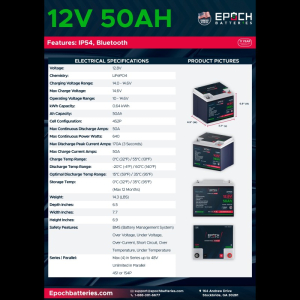 EPOCH 12V 50Ah Essential Series - Bluetooth LiFePO4 Battery - Image 3